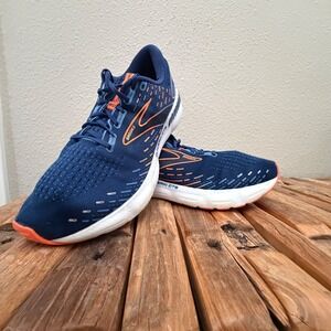 Brooks Glycerin GTS 20 Mens Navy Orange Running Shoes Sneakers Size 12